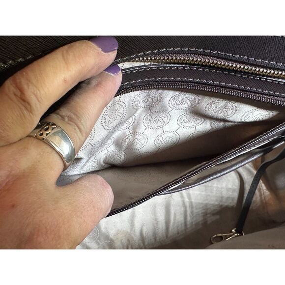 Michael Kors Brown Selma Leather with Gold Studded Tote with Long strap EUC - Picture 5 of 8